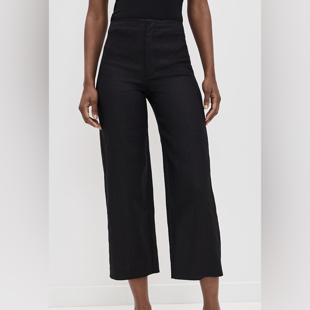 Reformation Cropped Back zip linen trousers Navy Similar to Cleo